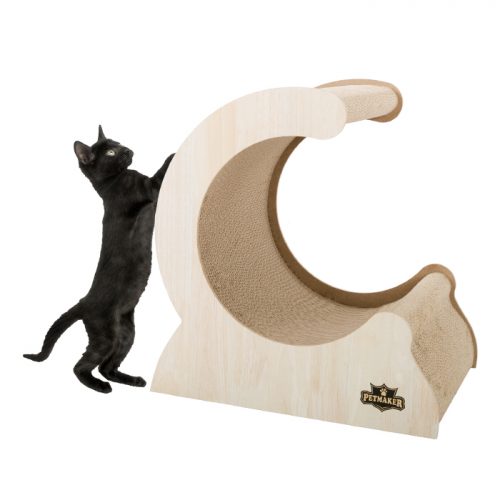 Petmaker M320268 Cat Scratching Post Wood & Cardboard Incline Vertical Scratcher Station for Kittens & Large Cats Furniture Scratch Deterrent